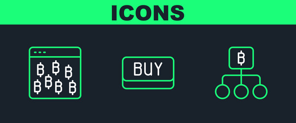 set line blockchain technology bitcoin browser vector image
