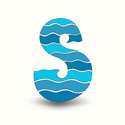 stylized letter from sea waves for design vector