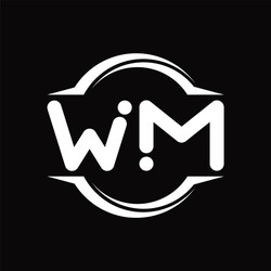 wm logo monogram with circle rounded slice shape vector image