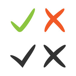 check mark and cross icon isolated on white vector image