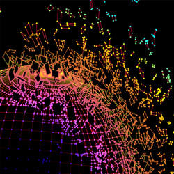 exploded grid made connected dots vector image