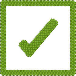 Green clover of check mark icon in square frame vector