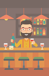 bartender standing at the bar counter vector