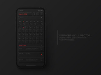 calendar mobile ios app march 2022 ui ux vector image