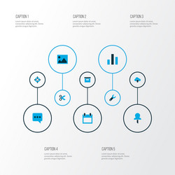 interface icons colored set with archive chart vector image