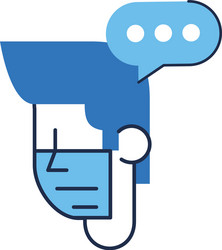 man using face mask with speech bubble vector image