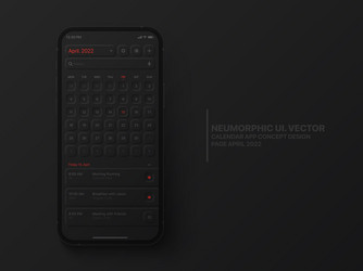 calendar mobile ios app april 2022 ui ux vector image