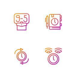 set line clock with arrow from 9 and daily paper vector image