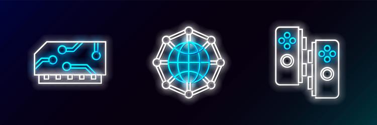 set line gamepad ram random access memory vector image