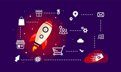 startup simple rocket web design responsive vector image