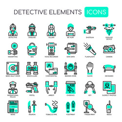 Detective elements thin line and pixel perfect vector