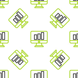 line computer monitor with graph chart icon vector image
