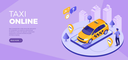 Online technology order taxi isometric vector