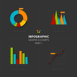 set of flat design infographic charts and graphs vector image