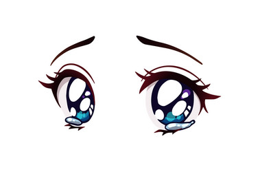 Tearful Anime Girl Eyes Vector Image