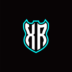 x r initial logo design with shield shape vector image