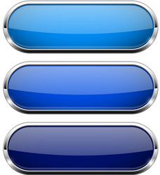 blue oval web buttons with metal frame vector