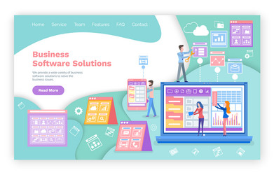 Business software solutions web page template vector