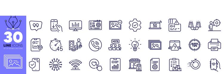 card internet app and scroll down line icons pack vector image