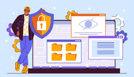 man with data center secure young guy shield vector image