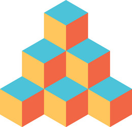 pyramid of cubes in retro colors 3d vector image