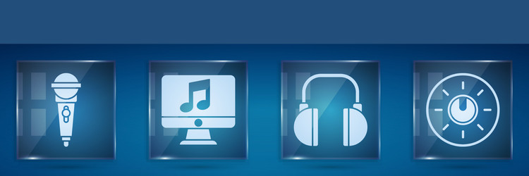 set microphone computer with music note vector image