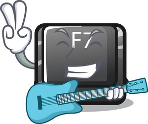 with guitar f7 button installed in computer vector