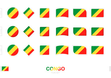 congo flag set simple flags of with three vector image
