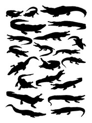 Crocodile Silhouettes - Detailed Vector Image