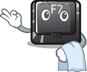 waiter f7 button installed in computer cartoon vector image