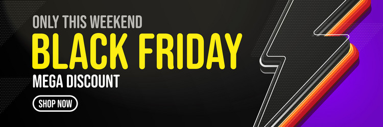 black friday banner with weekend mega discount vector