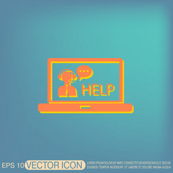 Laptop with customer support vector