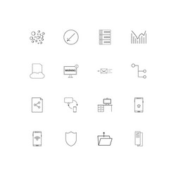 network and database simple linear icons set vector image