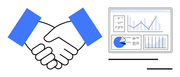 handshake with business data analytics display vector image