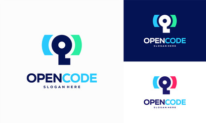 open code logo designs concept coder technology vector image