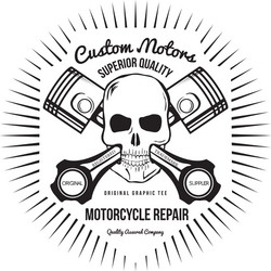 Skull & Pistons Motorcycle T-Shirt Vector Image