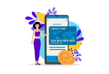 Flat design of mobile banking set Royalty Free Vector Image