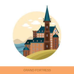 Fort or fortress strong medieval fortification vector