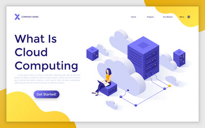 Isometric Cloud Computing Landing Page vector image