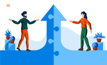 problem solving with jigsaw and making way two vector image