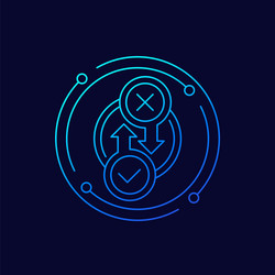 process icon with checkmark and cross linear vector image