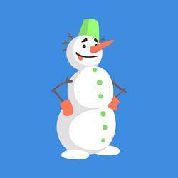 Alive classic three snowball snowman with green vector