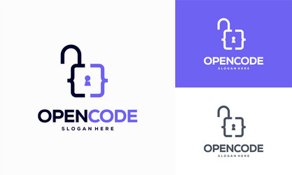 open code logo designs concept coder technology vector image