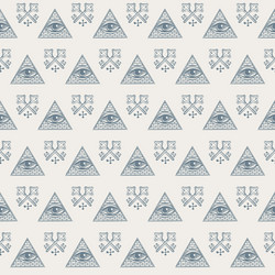 seamless pattern with all-seeing eye and old keys vector