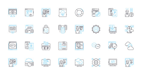 web design linear icons set layout typography vector image