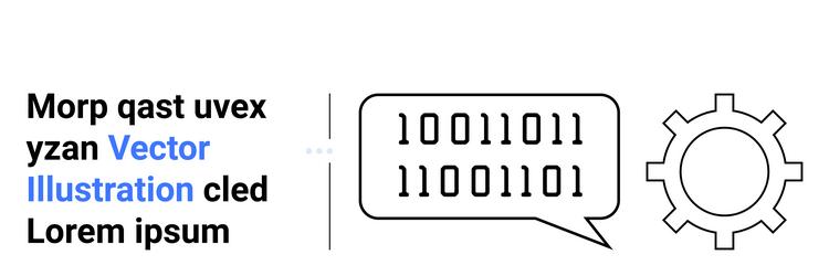 binary code in speech bubble with gear icon vector image