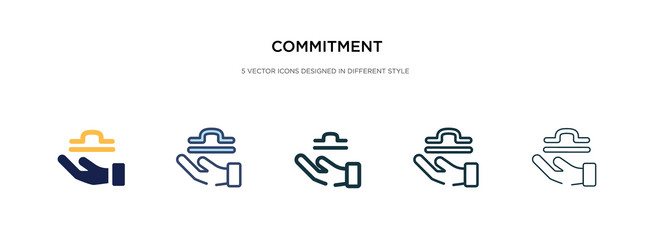 Commitment icon in different style two colored vector