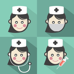 flat design nurse icon with long shadow effect vector