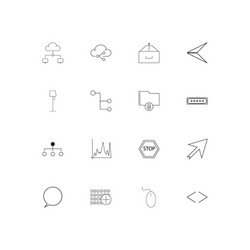 Internet technologies linear thin icons set vector