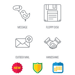 outbox mail message and handshake icons vector image